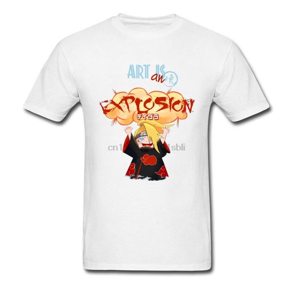 

chibi deidara t shirt men naruto tshirt uchiha itachi t-shirt art is explosion funny anime tees white streetwear oversize