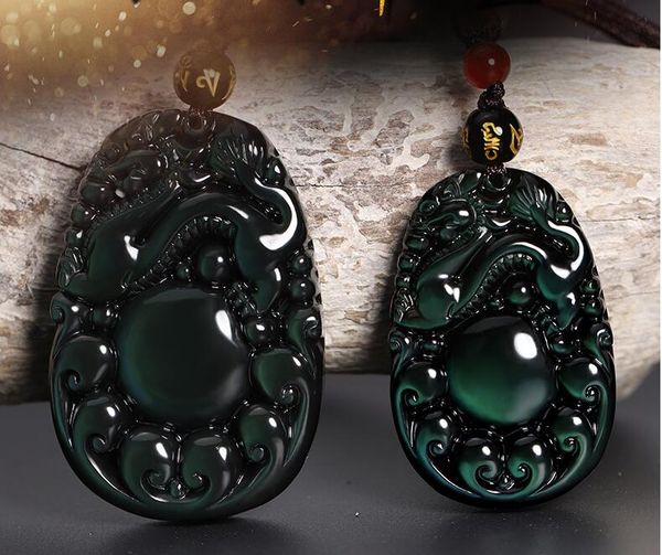 

chains fashion rainbow eye kind obsidian dragon good luck necklace pi xiu pendant for men and women, Silver