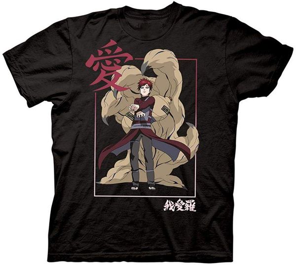 

naruto shippuden gaara kanji framed t shirt men women plus size clothing tee shirt
