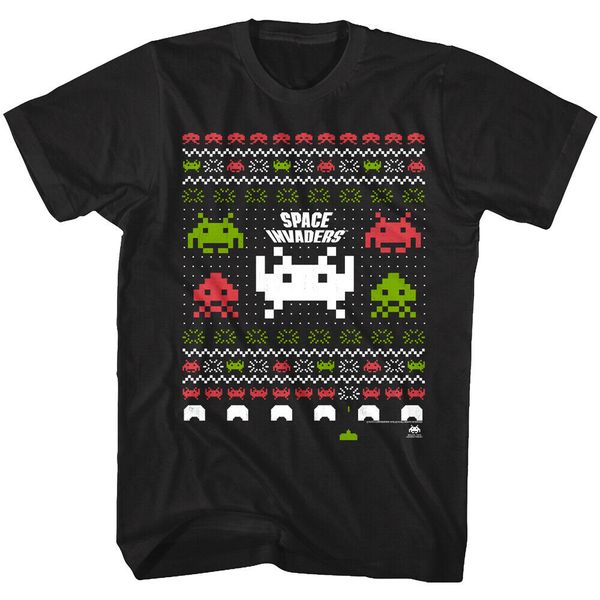 

sport space invaders xmas knit men's t shirt christmas 8bit pixel alien battle arcade