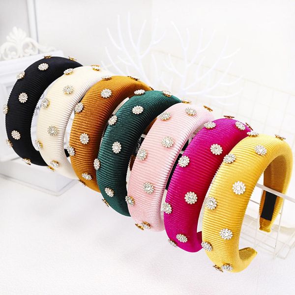 Mulheres Lady Strass Flor Pleuche Esponja Esponja Headband Acessórios Cabelo Accessby Headband Headband Head Bezel Hair Habil Band