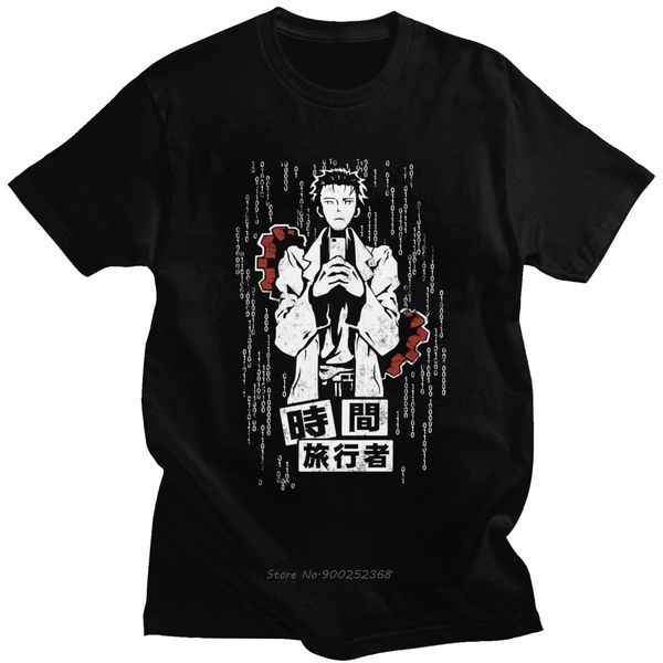 

steins gate t shirts men short sleeve cotton t-shirt the time travel scientist rintarou okabe tee harajuku gift