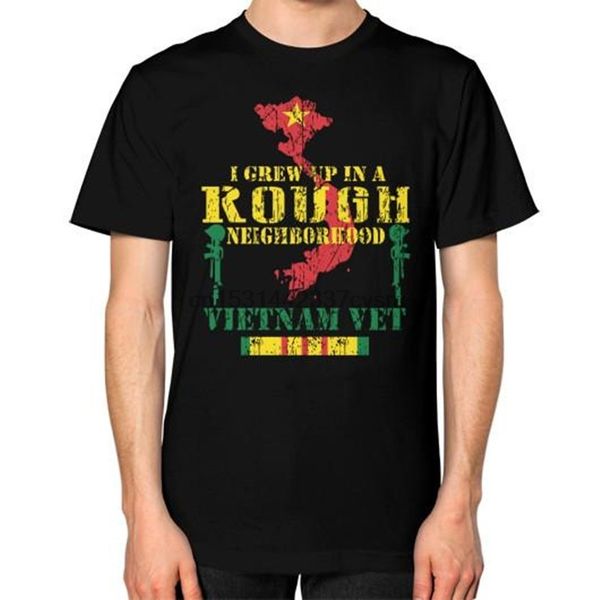 

i grew up in a rough neighborhood - vietnam vet logo t shirt classic funny tee