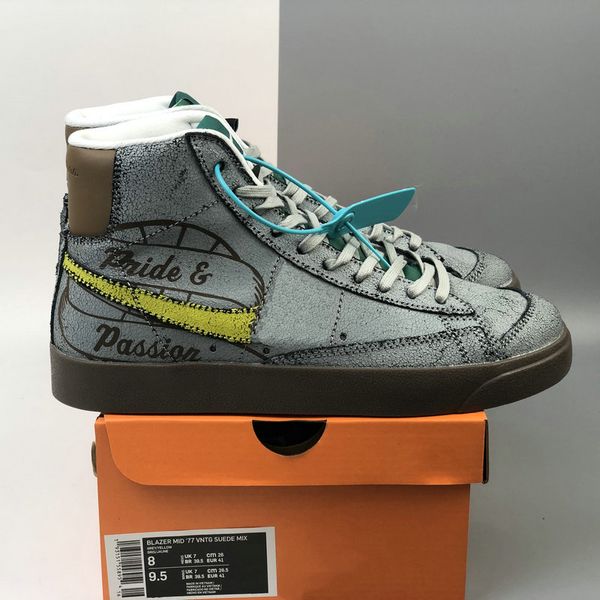 

2020 new blazer mid '1977 vintage we motivation 77 womens mens sports running shoes skateboard dark brown grey graffiti trainers sneake