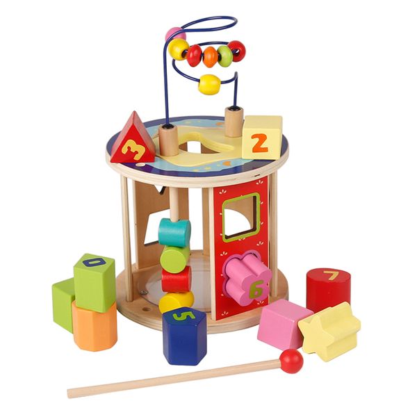 

baby early learning toy toddler color wooden puzzle toy mini around beads