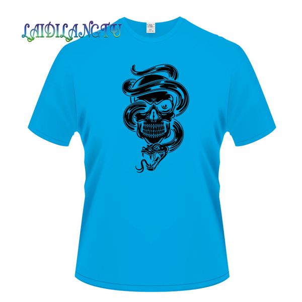 

2019 new summer men fashion t-shirt skull and snake composition mens 100 cotton plus
