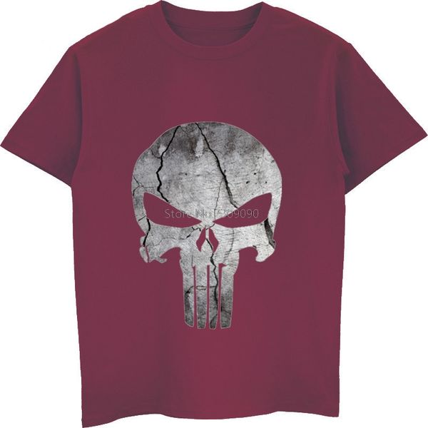 

punisher skull cracked rock stone military personality funny t-shirt men's short sleeve cotton t shirt casual male hip hop tees