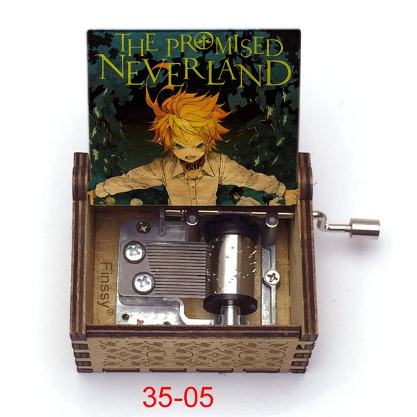 

keychains the promised neverland figure print music box wooden hand crank castle in sky anime fans gift party casket decoration, Silver