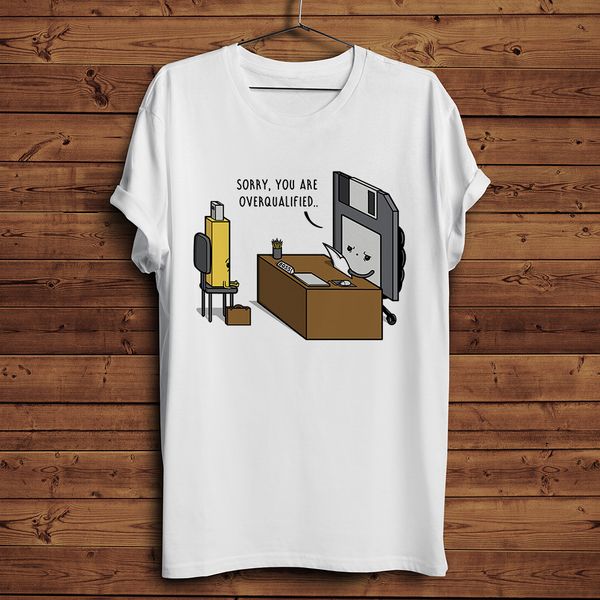 

overqualified be fired by floppy disk funny t shirt men 2019 summer new white casual homme cool geek tshirt unisex