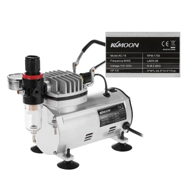 

kkmoon brand professional 3 airbrush kit with air compressor dual-action hobby spray air brush set tattoo nail art paint supply