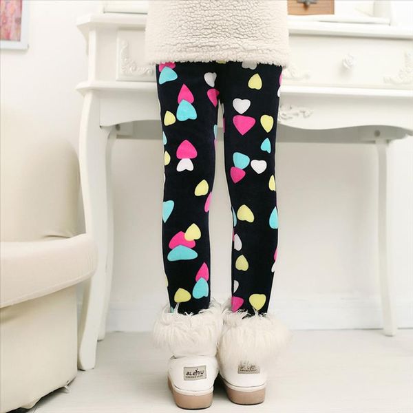 

children winter warm trousers thick velvet leggings kids baby girl pencil pants star printing t2, Black