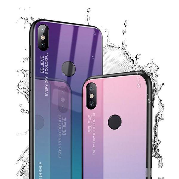 

gradient tempered glass phone soft frame case for xiaomi cc9 redmi k20 pro note 7 6 pro 6x a2 9 9t se lite
