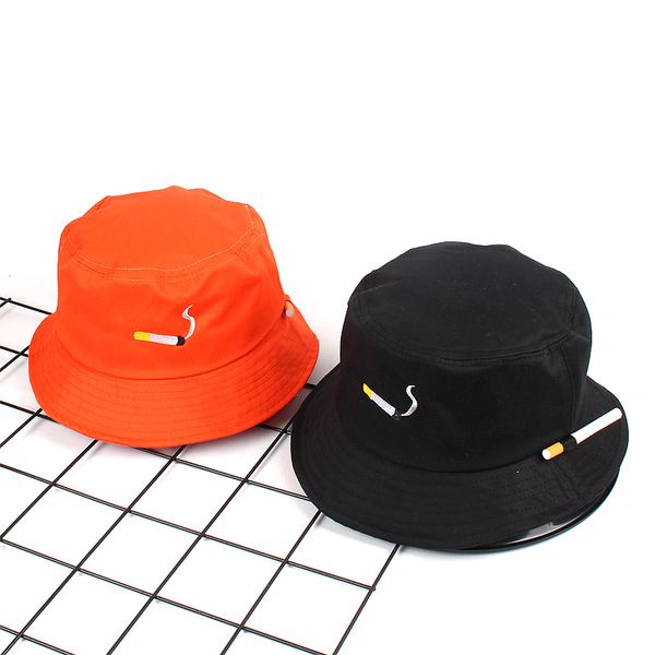 

hkml fashion embroidery bucket hat fashion fisherman hats outdoor travel hat wearable on both sides cap for women