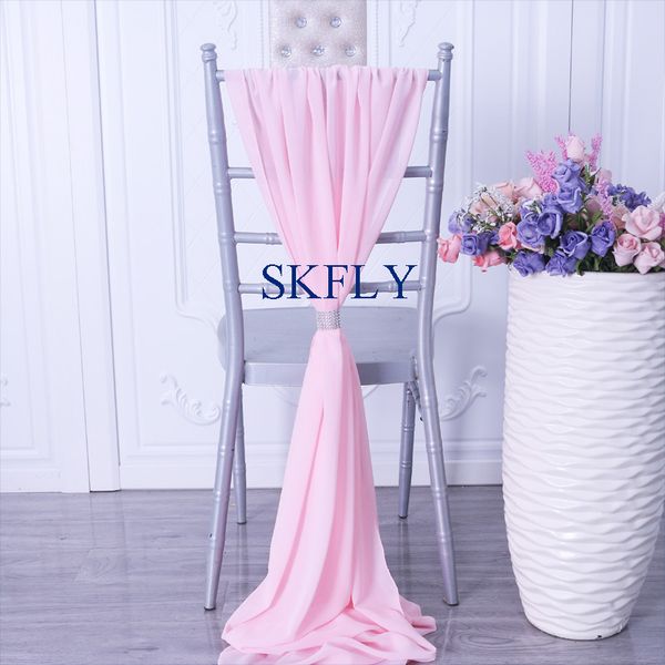 

sh004l good quality popular many colors custom made 70cm by 200cm wedding pink chiffon chair sash