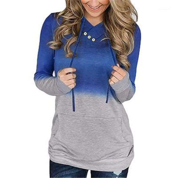 

hoodies designer new female v-neck long sleeve hooded sweater fashion trend autumn loose casual pocket hoodies ladies tie-dye gradient, Black