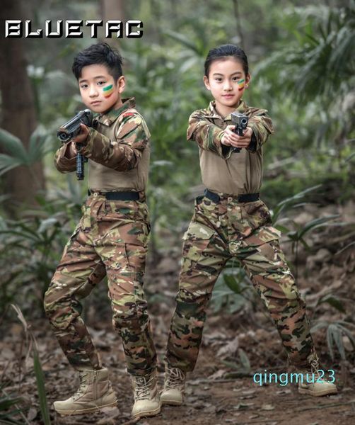 

fashion-boys & girls tactical uniform g3 comat uniform pants and shirts suit for kids multicam, Black;blue