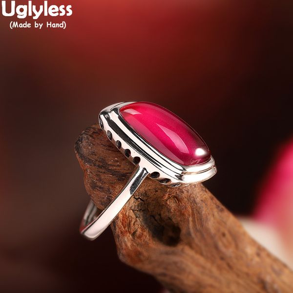 

uglyless rhombus geometric gemstones rings for women beautiful pink corundum open ring 925 silver fashion dress fine jewelry, Golden;silver