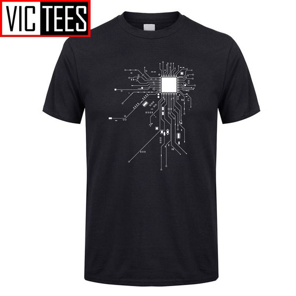

men's black t shirt men computer cpu core heart geek nerd freak hacker crew collar pc gamer tees 100% cotton tshirt