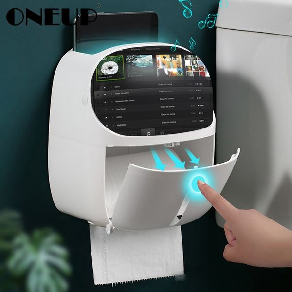 

oneup portable toilet paper holder for toilet plastic storage box tray automatic roll paper dispenser home bathroom accessories t200425