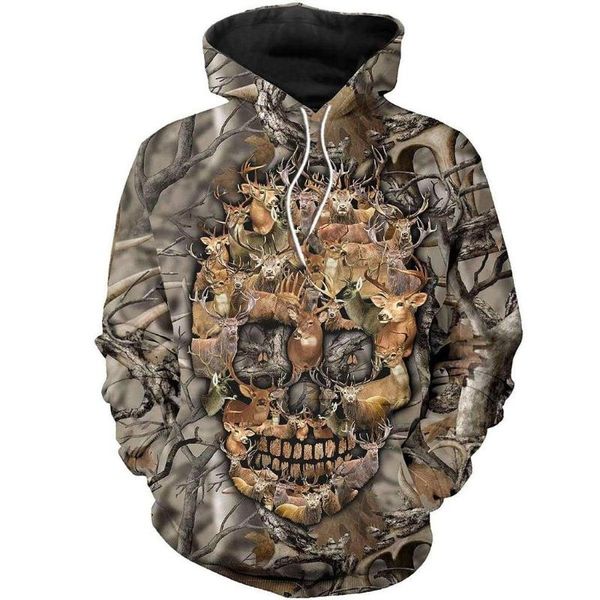 

men's hoodies & sweatshirts deer skull 3d all over printed shirts men women casual hoodie fashion hip hop, Black
