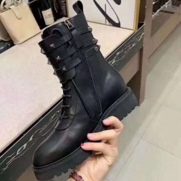 

martin booties australia women knight boots fashion martin with rivets platform boot causal shoes genuine leather ankle boots, Black