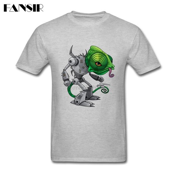 

мужчины мужчины tshirt lizard робот мода рубашки фантастика белый с коротким рукавом на заказ xxxl