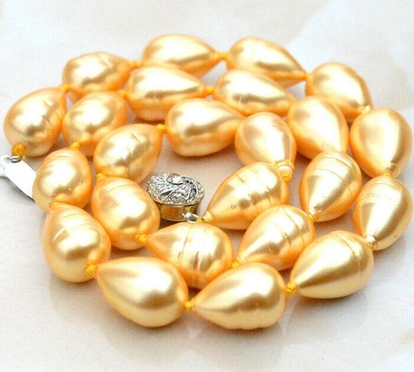 

south sea yellow drop baroque shell pearl necklace 18, Silver