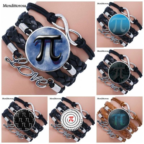 

ej glaze pi maths for women new brand jewelry with glass cabochon multilayer black/brown leather bracelet bangle, Golden;silver