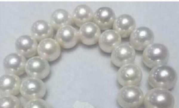 

huge 15-12mm white natural 18" pearl necklace yellow clasp, Silver