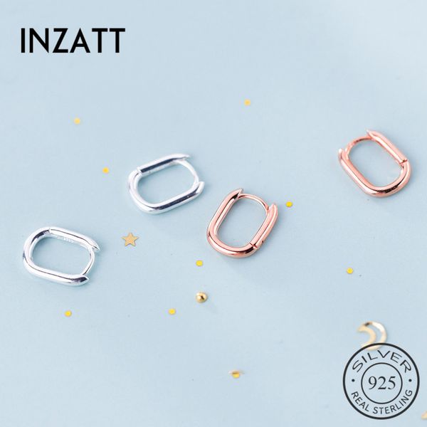 

inzareal 925 sterling silver minimalist oval hoop earrings for fashion women party geometric fine jewelry 2020 accessories, Golden;silver