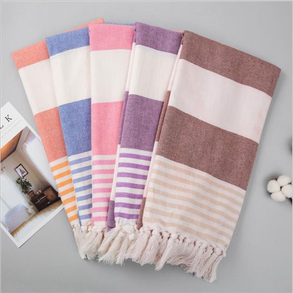 

cotton large size turkish stripe bath towel with tassels travel camping shawl beach gym pool blanket women winter scarf