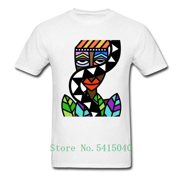 

art short sleeve men t-shirt african beauty abstract painting design white t shirt male unique street wear exotic tshirt