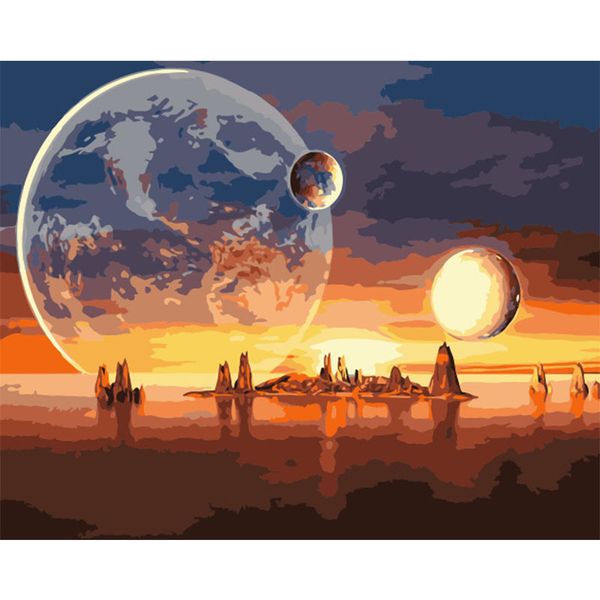 

the moon universe paint by numbers diy oil painting on canvas for adults kids