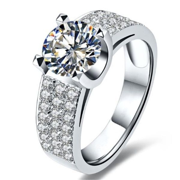 

test positive authentic 2ct 8mm d-e lab-grown moissanite diamond ring antique 925 sterling silver engagement ring female, Golden;silver