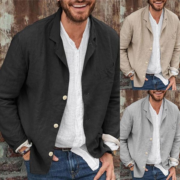 

autumn spring fashion male casual solid color long sleeve single-breasted blazer coat jacket plus size 3xl, Black;brown