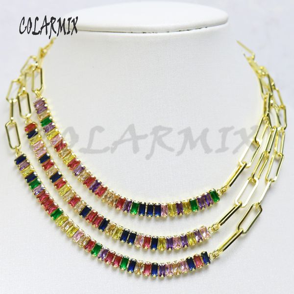 

10 strands zircon necklace chokers mix colors zircon jewelry necklace for women fashion accessories gift for women 9614, Golden;silver