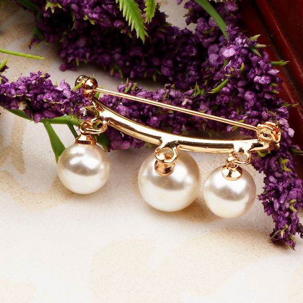 

handmade imitation pearl brooches safety pin women girls clothing arc-shaped, Gray