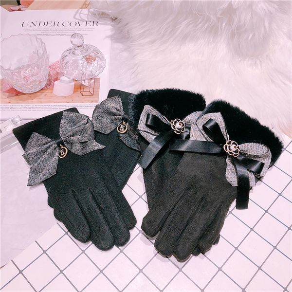 

women new korean touch screen gloves five finger velvet thick double layer female winter warm gloves, Blue;gray