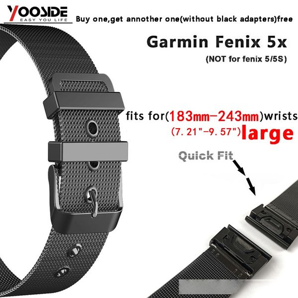 

quick fit replacement stainless steel mesh milanese watch band strap for garmin fenix 5x/fenix 3/3 hr/d2 charlie/ descent mk1