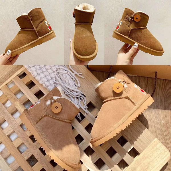 

kids luxurys designer shoes classic australia winter boots for chestnut black blue pink snow fur boots girls baby boot 25-34, Black;grey