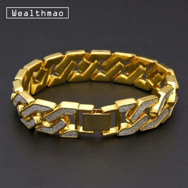 

sand blast браслет кубинского звено цепь сплав iced out hip hop золото серебро цветого bling кристалл тяжелого 15mm для мужских браслетов 8, Black