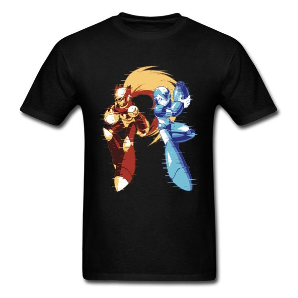 

fashion mega man tshirt glitch remix version t-shirt mens thanksgiving day tees printed on t shirts 100% cotton black 3d