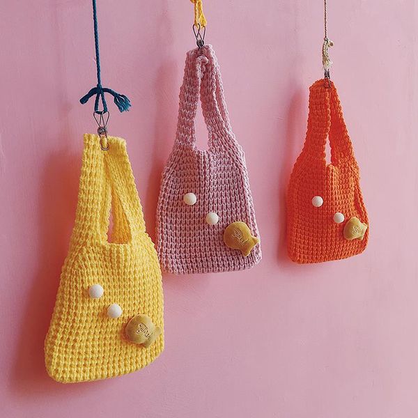 

purse children girl kids coin bag hobos mini small solid knitting korean accessories wholesale gift, White