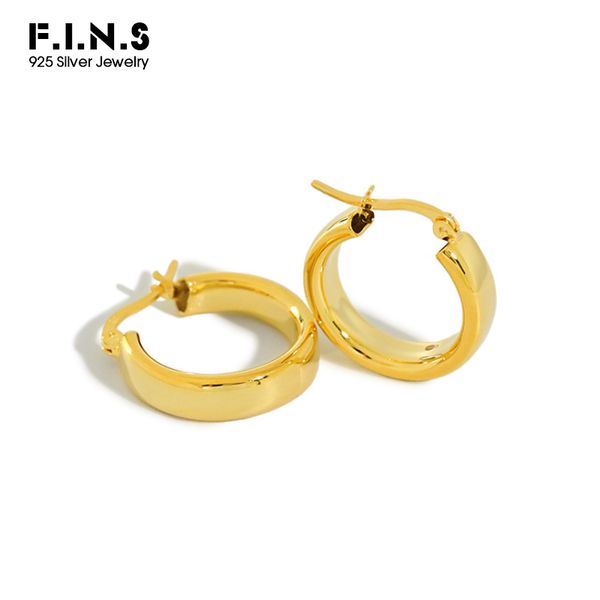 

f.i.n.s minimalist geometric s925 sterling silver earrings circle flat tube hoop earrings geometry korean fashion fine jewelry, Golden;silver