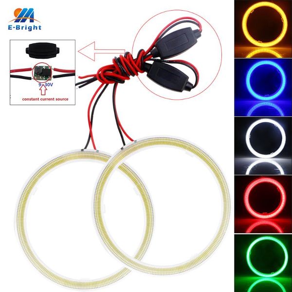 

ym e-bright 2pcs (1pair) halo ring cob 60mm 70mm 80mm 90mm 100mm 110mm 120mm с крышкой 12v dc 24v автомобиля фара angel eyes white
