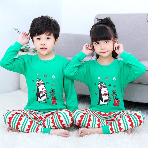 

90-160cm kids boys girls christmas pajamas autumn winter children sleepwear family clothing sets toddler baby homewear pjs cloth, Blue;red