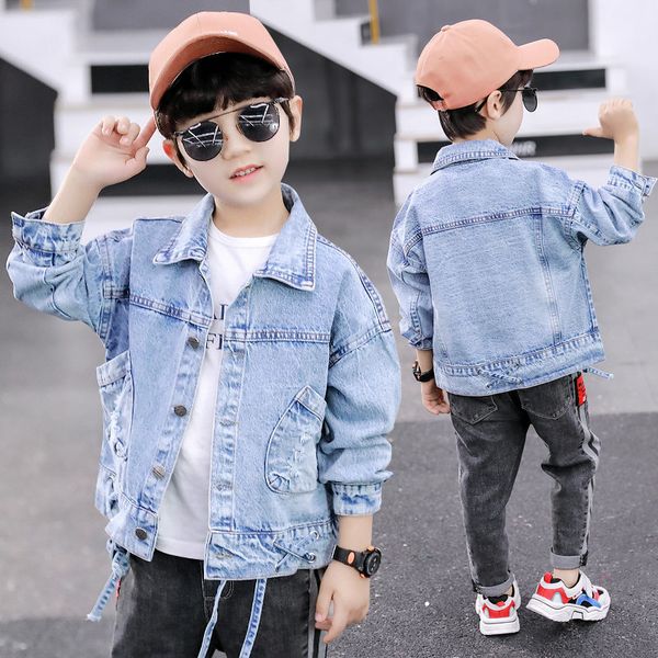 

new fashion children's denim jacket for boy slim style child denim coat kids spring autumn clothes for 4-11 years, Blue;gray