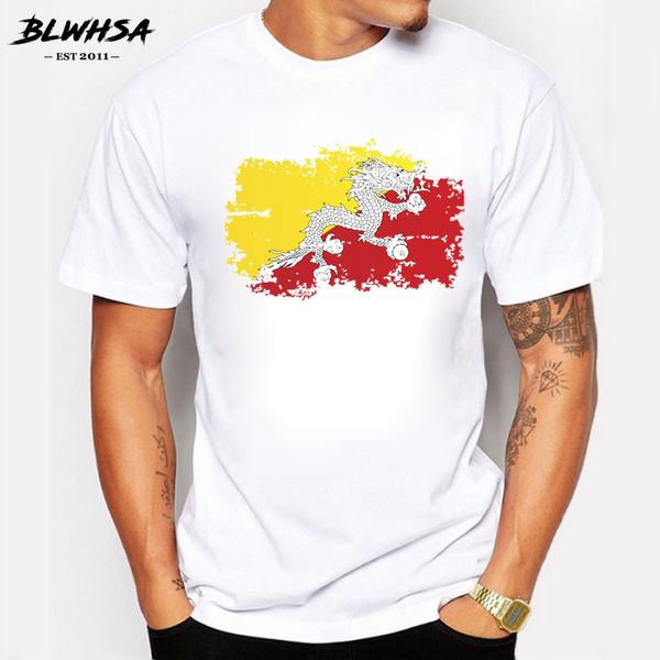 

blwhsa bhutan flag men t shirts summer fashion short sleeve nostalgia style t-shirts for men fitness design tshirt