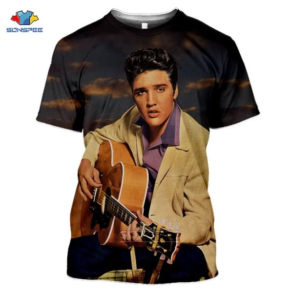 

popular singer elvis presley king of rock summer short-sleeve homme gym 3d print shirts anime hentai horror men clothing