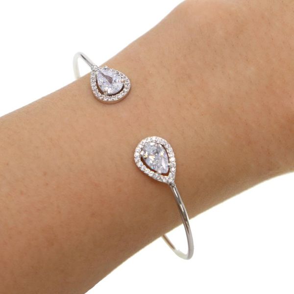 

rose gold color wedding engagement gift middle sized fashion women cz bangles elegant sparking bling stone trendy bracelet, Black